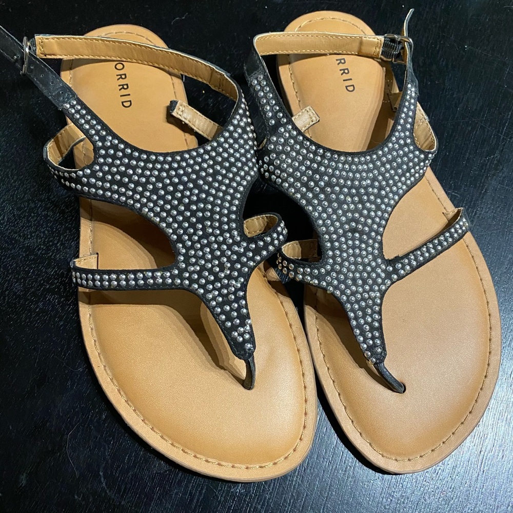 Torrid Black Studded Sandals - Size 9W